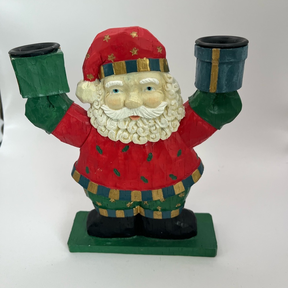 Festive Santa Candle Holder - Red and Green